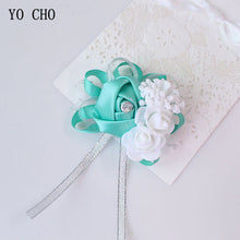Load image into Gallery viewer, Silk Roses White Wrist Corsage Wrist Flowers for Bridesmaids Flower Bracelet Pink Blue Bridal Sisters Wedding Accessories