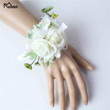 Load image into Gallery viewer, Meldel Corsage Men Wedding Rustic Boutonniere White Bridal Wrist Corsage Bridesmaid Groomsmen Party Meeting Personal Decorations
