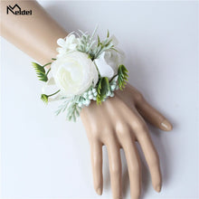 Load image into Gallery viewer, Meldel Corsage Men Wedding Rustic Boutonniere White Bridal Wrist Corsage Bridesmaid Groomsmen Party Meeting Personal Decorations