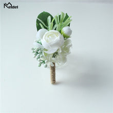 Load image into Gallery viewer, Meldel Corsage Men Wedding Rustic Boutonniere White Bridal Wrist Corsage Bridesmaid Groomsmen Party Meeting Personal Decorations