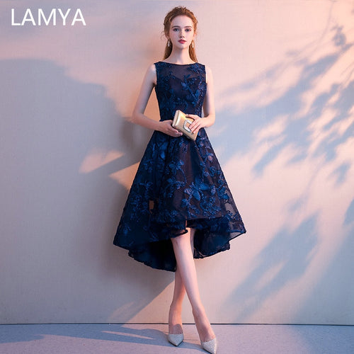 Customized Simple High Low Prom Dress 2019 Elegant Short Front Long Back Evening Party Dresses Vestido de Festa Longo