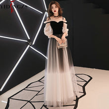 Load image into Gallery viewer, Strap Gray Evening Dress Velour Tulle Party Elegant Long Dress