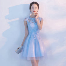 Load image into Gallery viewer, Cheap Customized Cap Sleeve Prom Dress Appliques Ball Gown Evening Dresses Vintage Knee Length Special Occasion Gowns