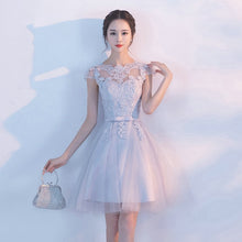 Load image into Gallery viewer, Cheap Customized Cap Sleeve Prom Dress Appliques Ball Gown Evening Dresses Vintage Knee Length Special Occasion Gowns