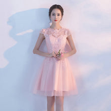Load image into Gallery viewer, Cheap Customized Cap Sleeve Prom Dress Appliques Ball Gown Evening Dresses Vintage Knee Length Special Occasion Gowns