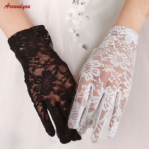 White Ivory Black Lace Short Wedding Gloves Evening Bridal Bride Gloves