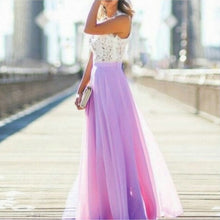 Load image into Gallery viewer, Stylish Pink Long Prom Dresses 2019 Cheap Prom Dress Women Real Photos O-Neck Chiffon Lace A-Line Banquet Evening Party Gown New