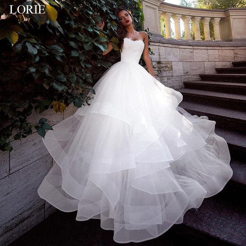 LORIE 2020 Ball Gown Wedding Dresses Sweetheart Back Lace up Bride Wedding dress White Ivory vestido de noiva Summer Bride dress