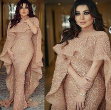 Load image into Gallery viewer, Evening Dress Long 2020 Mermaid Sparkly Glitter Sequin Rose Gold Dubai Saudi Arabic Formal Prom Party Gown Robe De Soiree