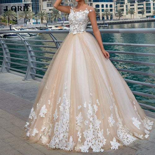 LORIE Wedding dress 2020 Tulle and Lace with Appliques Summer Wedding dress A-Line vestido de noiva White Ivory Bridal Dress New