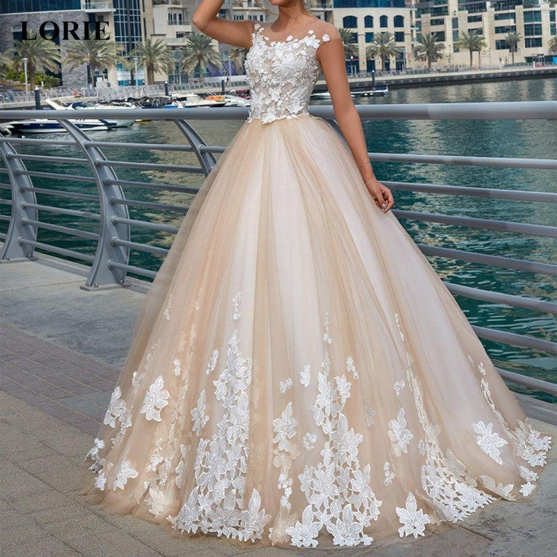 LORIE Wedding dress 2020 Tulle and Lace with Appliques Summer Wedding dress A-Line vestido de noiva White Ivory Bridal Dress New