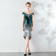 Load image into Gallery viewer, New Women Boat Neck Elegant Sequin Prom Dress Knee Length Sparkle Party Dress