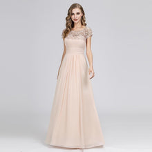Load image into Gallery viewer, New Elegant Lace Long Prom Dresses 2019 A-Line O-Neck Short Sleeve Sexy Women Formal Evening Party Gowns Vestidos De Gala 2019