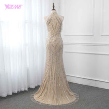 Load image into Gallery viewer, Champagne Crystals Evening Dress Long Pageant Dresses Mermaid Evening Gown Competition