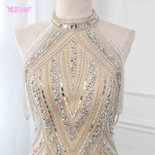 Load image into Gallery viewer, Champagne Crystals Evening Dress Long Pageant Dresses Mermaid Evening Gown Competition