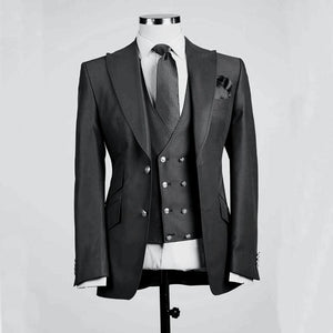 New Arrival Groomsmen Ivory Groom Tuxedos Peak Lapel Men Suits Wedding Best Man Blazer ( Jacket+Pants+Vest+Tie ) C459