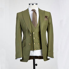 Load image into Gallery viewer, New Arrival Groomsmen Ivory Groom Tuxedos Peak Lapel Men Suits Wedding Best Man Blazer ( Jacket+Pants+Vest+Tie ) C459