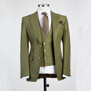 New Arrival Groomsmen Ivory Groom Tuxedos Peak Lapel Men Suits Wedding Best Man Blazer ( Jacket+Pants+Vest+Tie ) C459