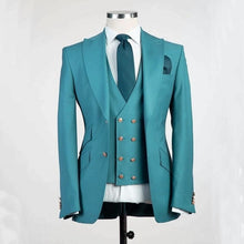 Load image into Gallery viewer, New Arrival Groomsmen Ivory Groom Tuxedos Peak Lapel Men Suits Wedding Best Man Blazer ( Jacket+Pants+Vest+Tie ) C459