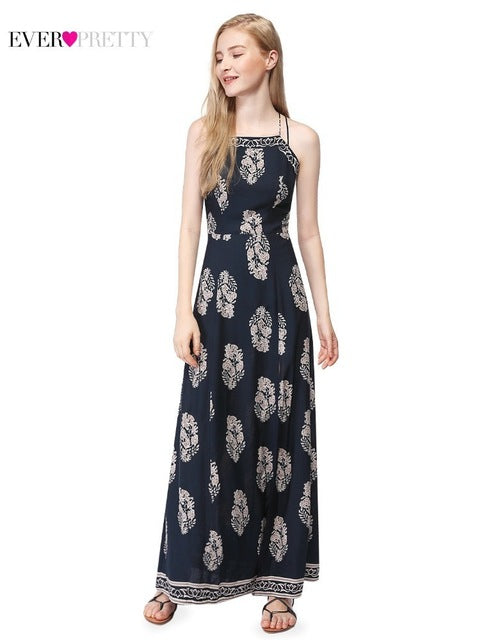 Floral Print Prom Dresses Long Ever Pretty AS07076NB Sleeveles Spaghetti Strap A-Line Elegant Cheap Women Summer Beach Dresses