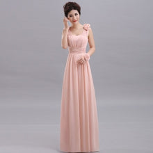 Load image into Gallery viewer, QNZL70X#V-neck Lace Up Chiffon Purple Champagne pink blue Bridesmaid Dresses Long wholesale Custom wedding party dress Flower