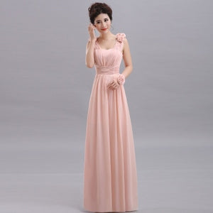 QNZL70X#V-neck Lace Up Chiffon Purple Champagne pink blue Bridesmaid Dresses Long wholesale Custom wedding party dress Flower