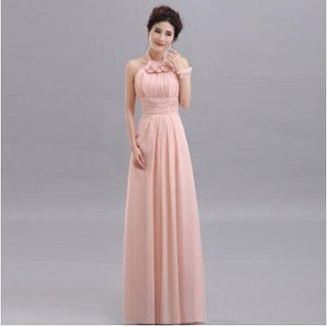 QNZL70X#V-neck Lace Up Chiffon Purple Champagne pink blue Bridesmaid Dresses Long wholesale Custom wedding party dress Flower