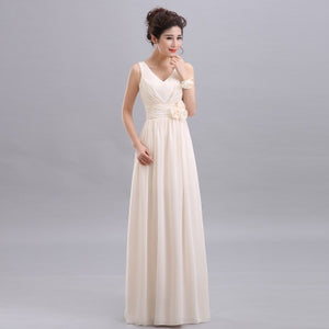 QNZL70X#V-neck Lace Up Chiffon Purple Champagne pink blue Bridesmaid Dresses Long wholesale Custom wedding party dress Flower