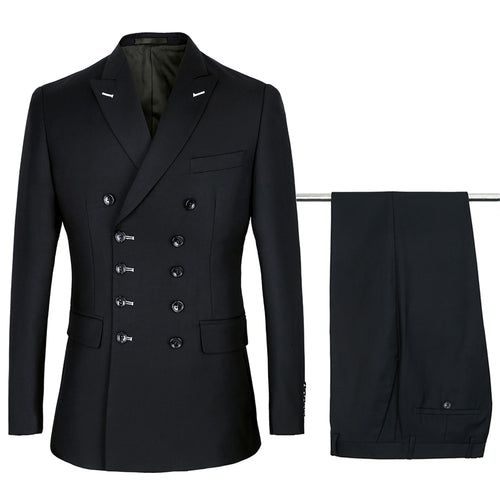2019 black Double Breasted Suits Mens Wedding Suits Purple Suits sets 2 pcs Men Terno Costume Homme Mariage Slim Fit