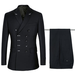 2019 black Double Breasted Suits Mens Wedding Suits Purple Suits sets 2 pcs Men Terno Costume Homme Mariage Slim Fit