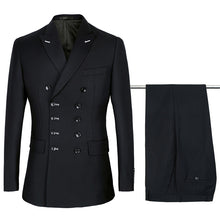 Load image into Gallery viewer, 2019 black Double Breasted Suits Mens Wedding Suits Purple Suits sets 2 pcs Men Terno Costume Homme Mariage Slim Fit