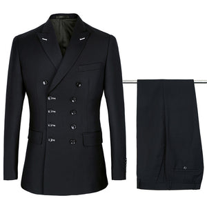 2019 black Double Breasted Suits Mens Wedding Suits Purple Suits sets 2 pcs Men Terno Costume Homme Mariage Slim Fit