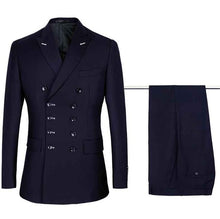 Load image into Gallery viewer, 2019 black Double Breasted Suits Mens Wedding Suits Purple Suits sets 2 pcs Men Terno Costume Homme Mariage Slim Fit