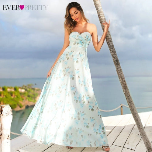 2020 New Bridesmaid Dresses Ever Pretty EP07242 Women Long Chiffon Printed Beach Dresses A-line Wedding Guest Party Dresses