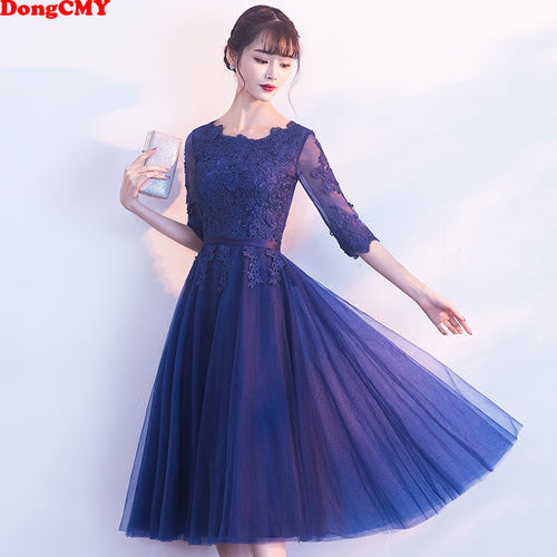 2020 New Arrival Short Lace Sexy Prom Dresses Half Sleeve Vestidos Evening Party Gowns