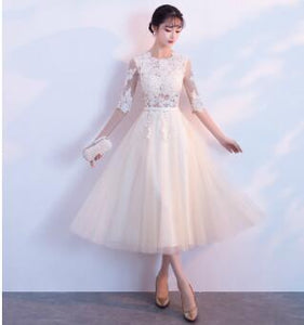 2020 New Arrival Short Lace Sexy Prom Dresses Half Sleeve Vestidos Evening Party Gowns