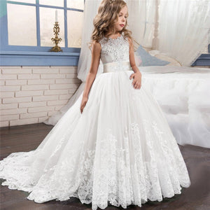 Ladies fluffy dress flower girl dress children wedding party kids clothes first communion princess ball gown vestido comunion