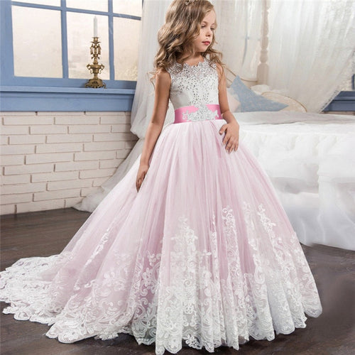 Ladies fluffy dress flower girl dress children wedding party kids clothes first communion princess ball gown vestido comunion