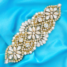 Load image into Gallery viewer, Crystal Wedding Belt Pearl Bridal Belt Rhinestones Sash For Bridal Accessories Silver Gold and Rose Gold Only Applique NZUK