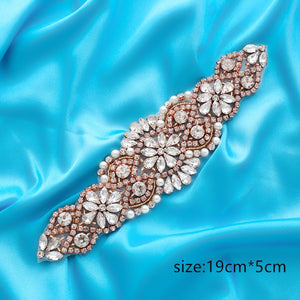 Crystal Wedding Belt Pearl Bridal Belt Rhinestones Sash For Bridal Accessories Silver Gold and Rose Gold Only Applique NZUK