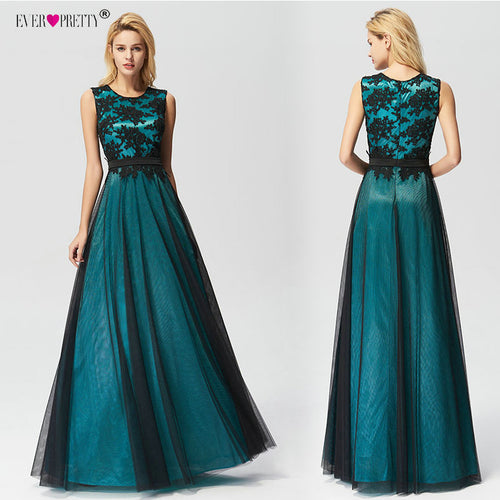 Vestido de Festa Longo Ever Pretty Real Photo Lace Appliques Long Prom Dresses 2019 Cheap Party Dress Elegant A-Line Gala Jurken