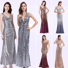 Load image into Gallery viewer, Prom Dresses Long Sparkle Ever Pretty 2019 New V-Neck Women Elegant XXYG90170PEC Sequin A-line Ladies Formal Party Gown Dresses
